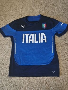 Puma Blue and Navy Italia Football Tee